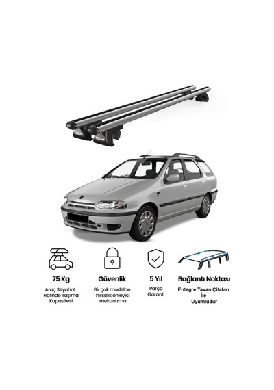 Venüs Fiat Palio Sw 1996-2007 Uyumlu Gri Ara Atkı Port Bagaj Tavan Barı