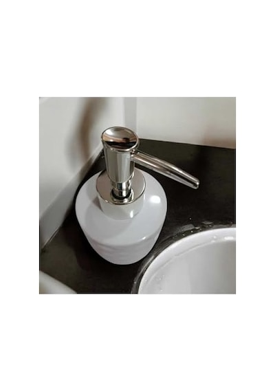 Seramik Sıvı Sabunluk, Dalga Desenli, Beyaz, Banyo Lavabo Aksesuarı Diğer