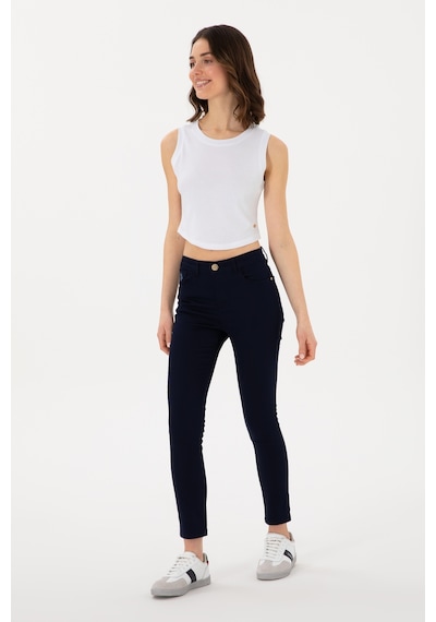 U.S. Polo Assn. Kadın Beyaz Kolsuz Bisiklet Yaka Crop Basic Tişört 50305695-VR013