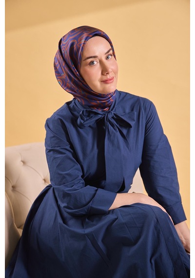 Silk Home Twill İpek Eşarp Line Lacivert Çok Renkli