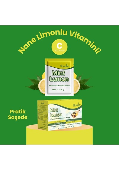 Fibrelle Nane Limon Aromalı Toz İçecek 1,5 G Saşe 40 Adet 60 G