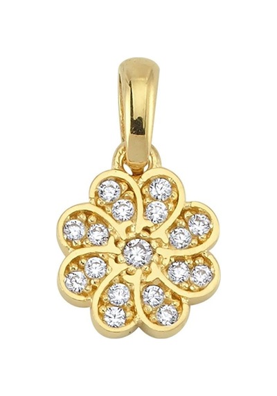 Goldkupe 14 Ayar Altın Taşlı Çiçek Kolye Ucu 0,77 Gr-3270
