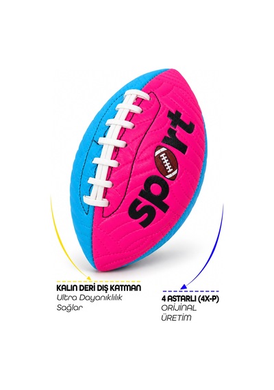 Amerikan Futbol Topu Dikişli Pu Suni Deri American Football Topu At Yakala Bahçe Topu 22 Cm Çok Renkli