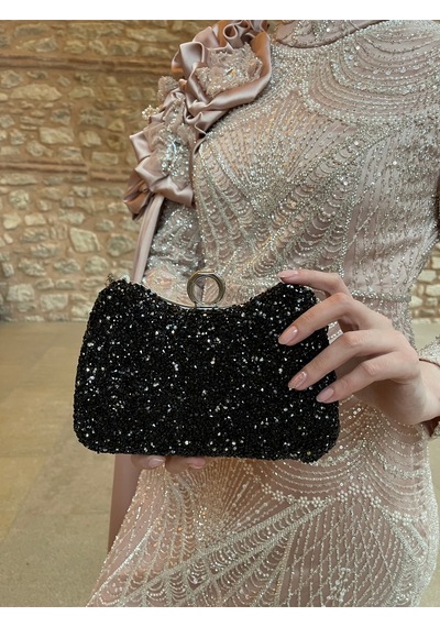 Bukawear Büka Kadın Siyah Taşlı Parmak Geçmeli Şık Abiye Çanta Parlak - 692755073 Parlak