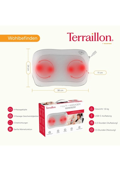 Terraıllon - Multı Masaj - Masaj Ve Isıtma Yastığı, Shiatsu Masajı, Çok Bölgeli, Rahatlatıcı Ve Stressiz, 4 Masaj Başlığı, 2 Dönüş Yönü, Rahatlatıcı Isı, Usb-c, Deri Ve Ağ, Gri Terraıllon - Multı Masaj - Masaj Ve Isıtma Yastığı, Shiatsu Masajı, Çok Bölgeli, Rahatlatıcı Ve Stressiz, 4 Masaj Başlığı, 2 Dönüş Yönü, Rahatlatıcı Isı, Usb-c, Deri Ve Ağ, Gri