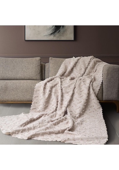 Ponela Koltuk Örtüsü Kaymaz Bohem Punch Kabartmalı 3 Boyutlu 175x215 Cm Medium Kaymaz, Camel