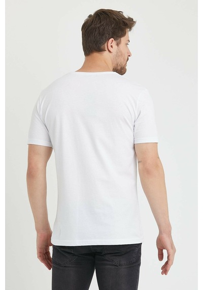 Erkek Siyah Beyaz 2'li Paket Regular Bisiklet Yaka T-shirt Siyah - Beyaz