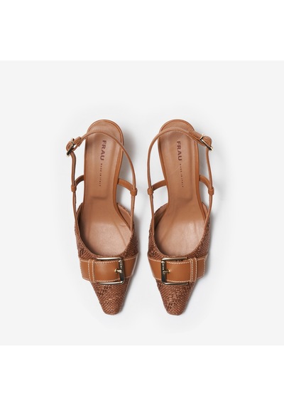 Caramello Topuklu / Stiletto Kadın 81f2 Frau Raffıa Slıngbacks Wıth Buckle