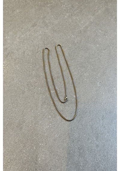 Örgü Model Şık Tasarım Silver Gold Renk Gümüş Ve Altın Renk 316l Çelik Zincir Kolye 65cm Altın - Gümüş
