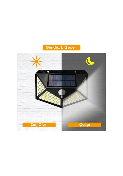 Technojet 4Adet 100 Ledli Hareket Sensörlü Güneş Enerjili Solar Bahçe Lambası Led Şarj Olabilen
