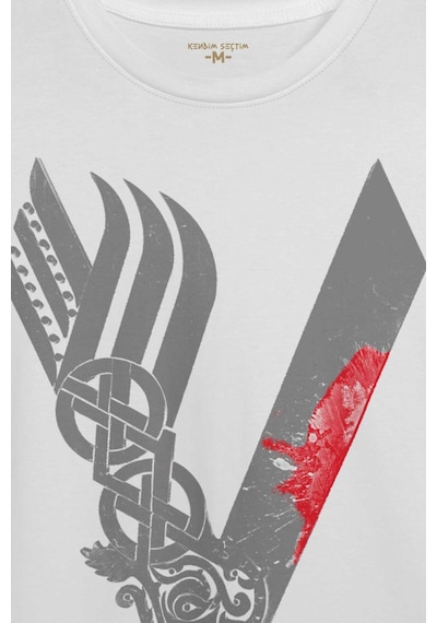 Vikingler Logo Vikings Gri Baskılı Tişört Unisex T-shirt 001