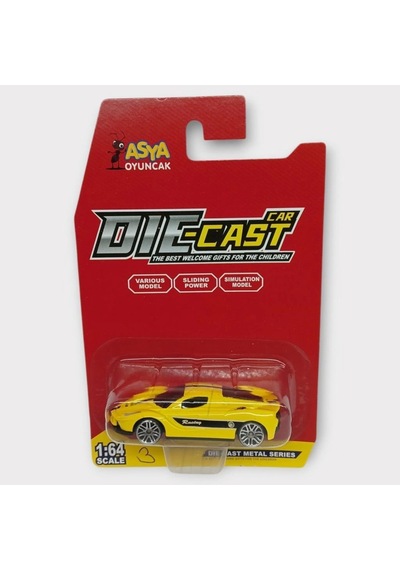 Metal Mini Arabalar 8 Cm - Sarı - 3 Lisinya