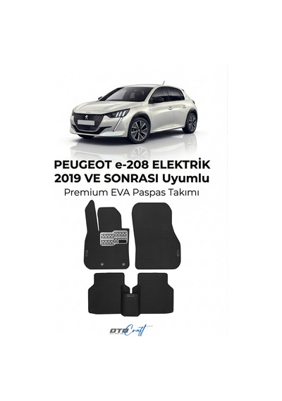OtoCraft Peugeot E 208 Elektrik 2019 Ve Sonrası Araca Özel 3d Havuzlu Eva Paspas Tam Set 5 Parça