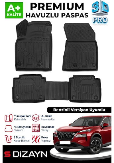 S-dizayn Nissan X-trail Benzinli 3d Pro Havuzlu Paspas 2022 Üzeri A+ Kalite