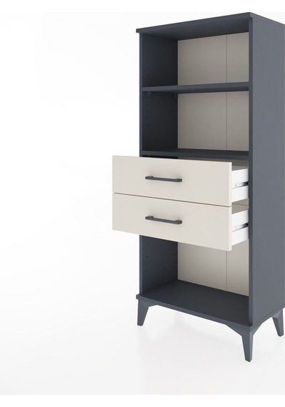 Hyperion Dolap 2 Raflı 2 Çekmeceli 60x44x134 Antrasit-aytaşı Antrasit