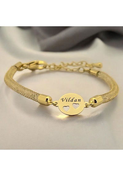 Vildan Yazılı Hasır Kordonlu Kalp Detaylı Oval Motifli 14 Ayar Altın Plakalı Hediye Bileklik-508isim Vildan Vildan Yazılı Hasır Kordonlu Kalp Detaylı Oval Motifli 14 Ayar Altın Plakalı Hediye Bileklik-508isim Vildan