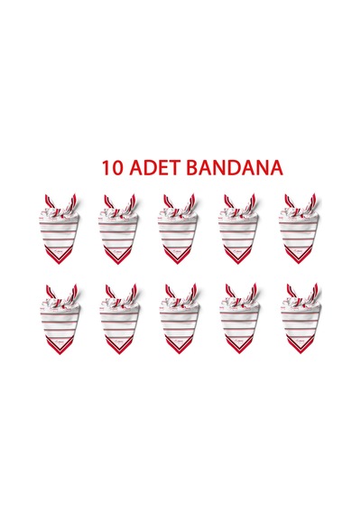 10'lu Paket K.atatürk İmza Desen Bandana/fular Beyaz