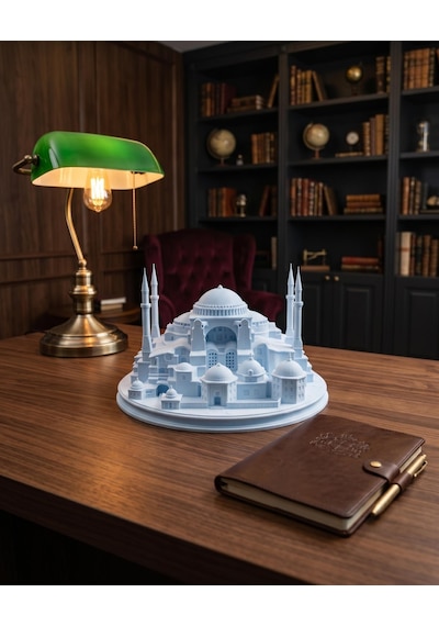 Ayasofya Camii Biblosu 3d Mimari Maket Heykel Kırık Beyaz 15 Cm Masaüstü Kitaplık Dekoru Tarih Severlere Ofis Hediyesi 15cm