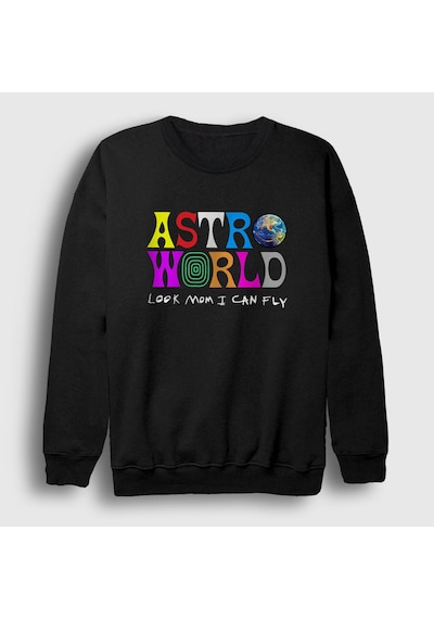 Presmono Unisex Astroworld V3 Travis Scott Sweatshirt Siyah