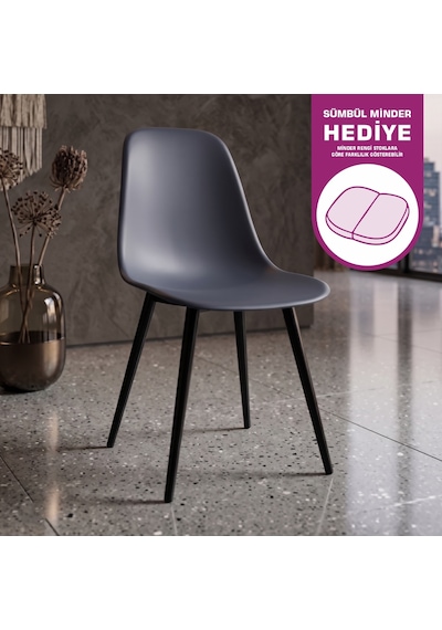 Vilinze Eames Siyah Ahşap Ayak Plastik Füme Sandalye Eames-beyaz Füme - Siyah