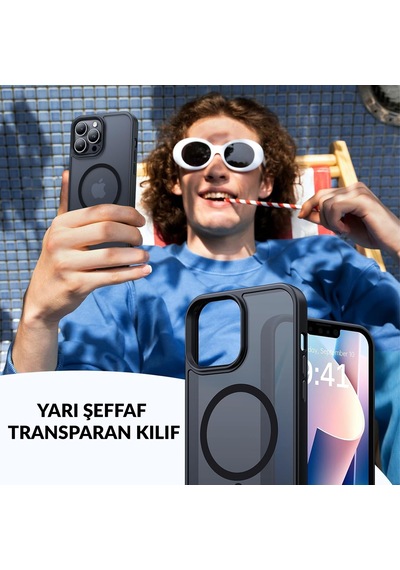 Bix Apple Uyumlu iPhone 12 / 12 Pro Magsafe Kılıf Tam Koruma Manyetik Darbe Emici Gece Mavisi