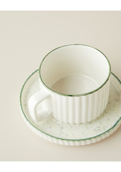 English Home Lunara Porselen 4 Parça 2 Kişilik Çay Fincanı Takımı 220 Ml Beyaz - Yeşil