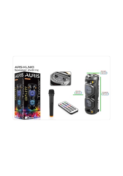 Auris ARS-KLN10 2x8" Bluetooth USB/SD Kule Tipi Hoparlör