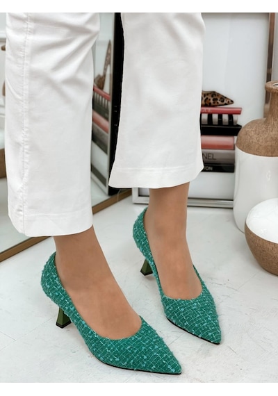Ervanın Butiği Yeşil Tüvit Freda Kadın Stiletto-3861