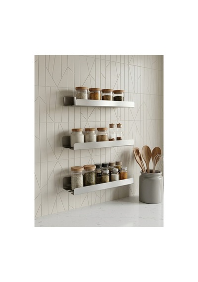 Yapışkanlı / Vidalı Banyo Mutfak Rafı 3'lü Set - Su Tahliyeli Ve Lif Askılı Organizer Mat Siyah
