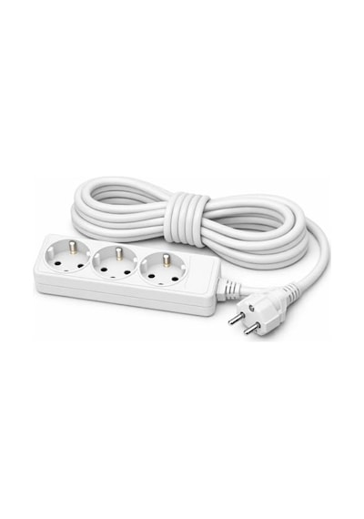 Tr 3'lü Priz 5 Metre Topraklı Uzatma Kablosu Çoklu Grup Beyaz 16a-250v Genel
