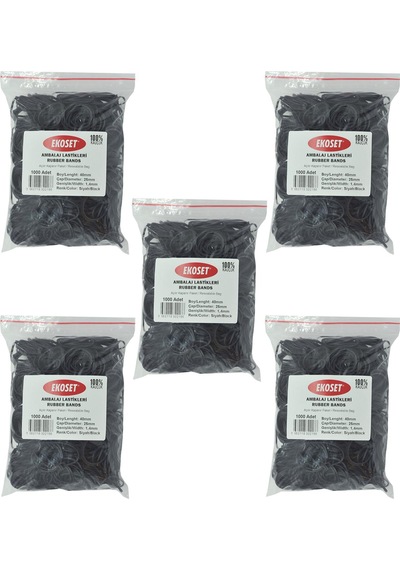 Ekoset Siyah Paket Ambalaj Para Lastiği 40Mm 5.000 Adet