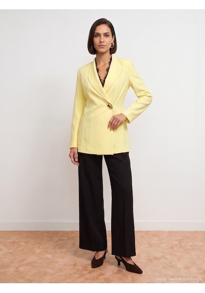 Dilvin 60814 Gold Düğmeli Blazer-sarı