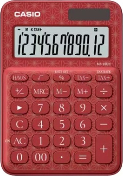 Casio Ms-20uc-jrd 12 Hane Kırmızı Desenli Masa Üstü Hesap Makinesi Çok Renkli