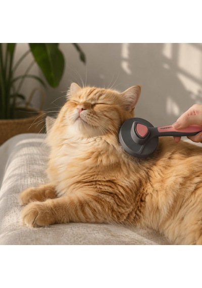 Patikadan Otomatik Tuşlu Kendini Temizleyen Kedi Köpek Tarağı - Pembe