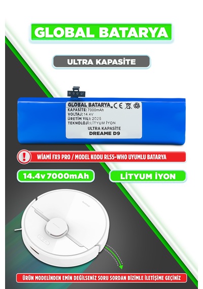 Dreame D9 Uyumlu Batarya 7000mah