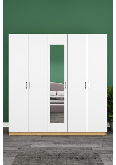 Asra Trend Lüks 5 Kapaklı Çekmeceli Gardırop %100 Mdf Askılı Aynalı Düzenleyici Elbise Dolabı G-04 Çok Renkli Asra Trend Lüks 5 Kapaklı Çekmeceli Gardırop %100 Mdf Askılı Aynalı Düzenleyici Elbise Dolabı G-04 Çok Renkli
