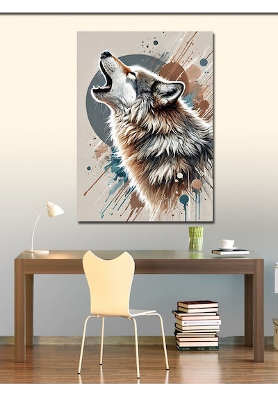 Kanvas Tablo Uluyan Kurt Ve Doğanın Gücü 70cmx100cm