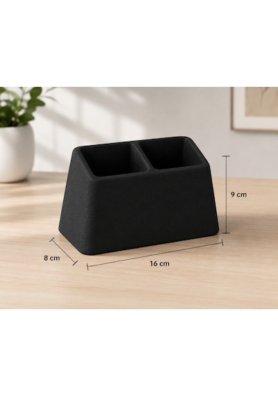 2 Bölmeli Tv Kumanda Düzenleyici Siyah Kumandalık Organizer Tv Sehpası Ve Orta Sehpa Kumanda Standı 16 X 8 X 9 Cm Koyu Siyah