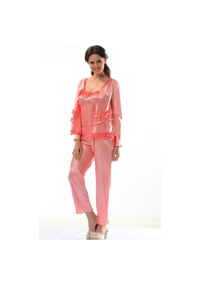 Sistina Nar Çiçeği Saten Pijama Takımı - 1413