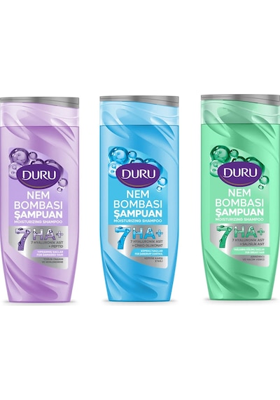 Duru Nem Bombası Şampuan 400 Ml Yağlanma-yıpranmış-kepeğe Karşı 3 Lü Karma Paket Tüm Saçlar