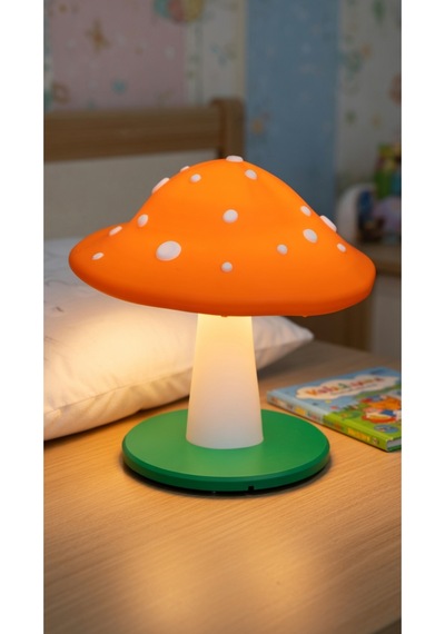 Dekoratif Mantar Gece Lambası - 3d Tasarım Estetik Oda Dekoru - Hediyelik Masa Lambası Mood Light Turuncu