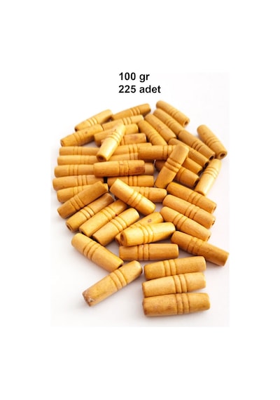 100 Gr 225 Adet Ahşap Boncuk 25 Mm Boy X 10 Mm En Doğal Ahşap Makrome El İşi Çanta