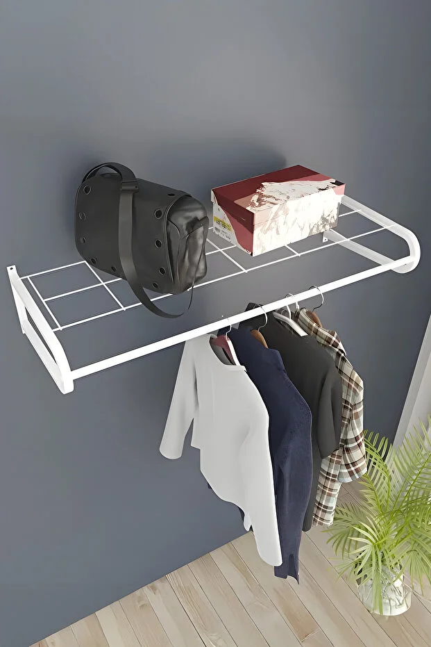 Metal Duvar Askılık Elbise Askılığı Banyo Havluluk Beyaz