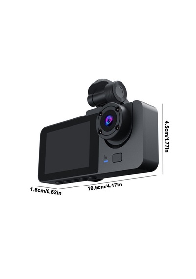 3 Kameralı 1080p Full Hd Hafıza Kartına Kayıtlı Hareket Algılamalı Araç Kamerası