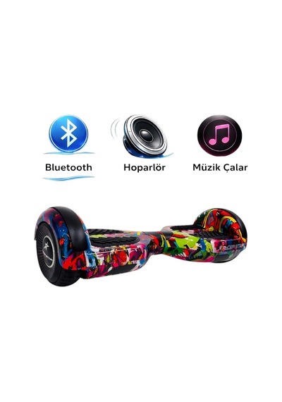 Elektrikli Kaykay Hoverboard Bluetooth Hoparlörlü 6.5 Inch Otomatik Akıllı Denge RS-S5 -Grafiti Mix