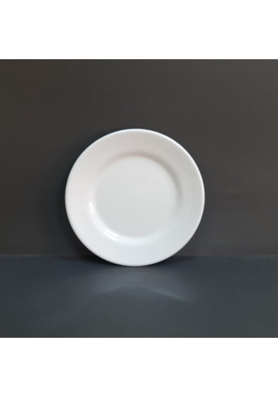 12 Adet Kırılmaz Melamin Çizgi Tatlı & Yemek Servis Tabağı 17 Cm - Beyaz Beyaz