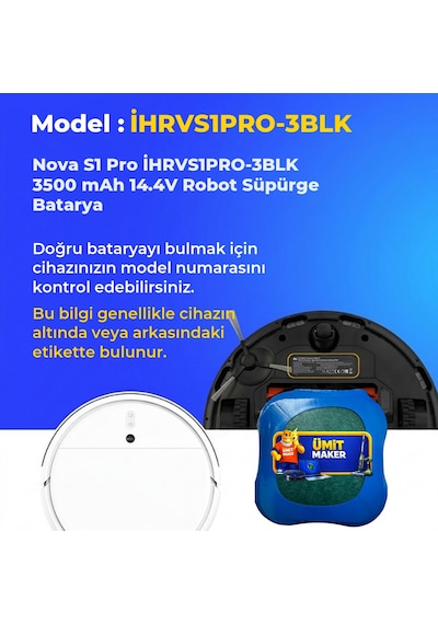 Nova S1 Pro İhrvs1pro-3blk 3500 Mah 14.4v Robot Süpürge Batarya