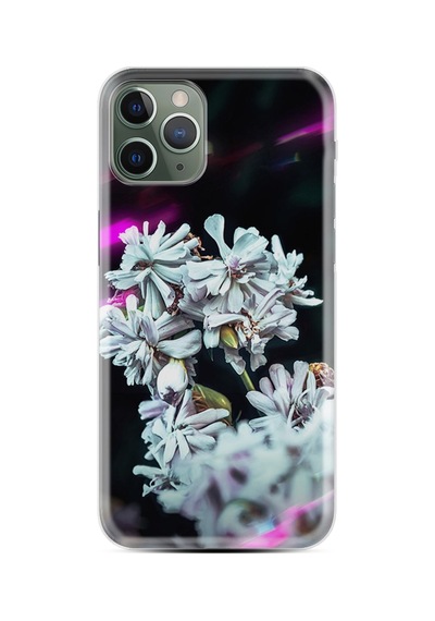 Apple iPhone Uyumlu Iphone 14 Pro Max Kılıf Resimli Desenli Silikon Platinium Series Beyaz Çiçekler 1888