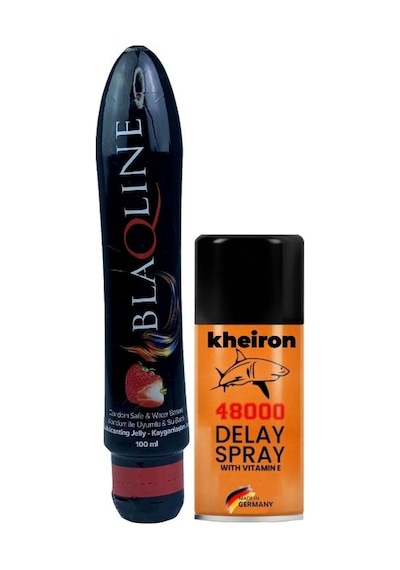 Blaqline Su Bazlı Çilek Kayganlaştıcı Jel 100 ML + Kheiron Orange 48000 Geciktrici Sprey 40 ML