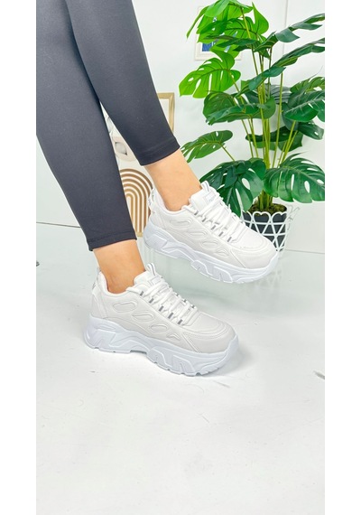 Günlük Kadın Sneaker Bağcıklı Yüksek Kalın Tabanlı Oval Burunlu Rahat Hafif Spor Ayakkabı 1001 Beyaz Günlük Kadın Sneaker Bağcıklı Yüksek Kalın Tabanlı Oval Burunlu Rahat Hafif Spor Ayakkabı 1001 Beyaz
